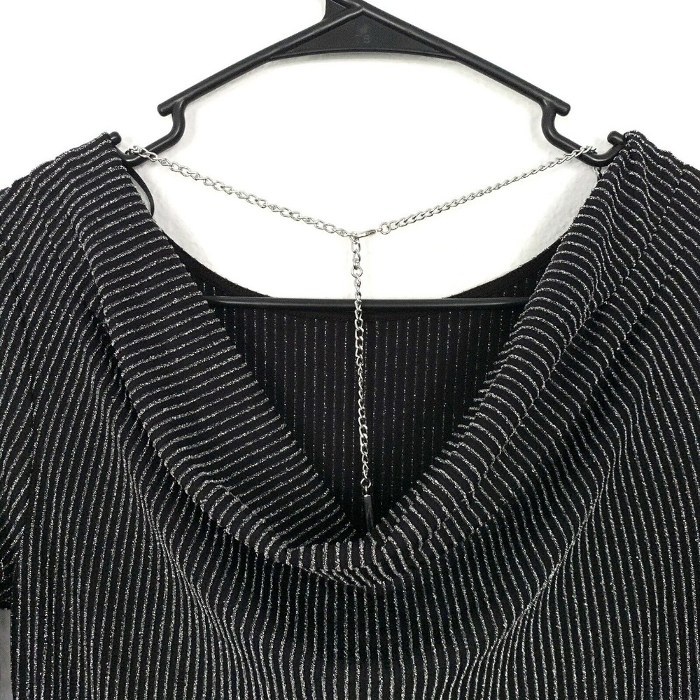 Michael Kors Black Metallic Stripe Cowl Back Dress - Picture 8 of 9